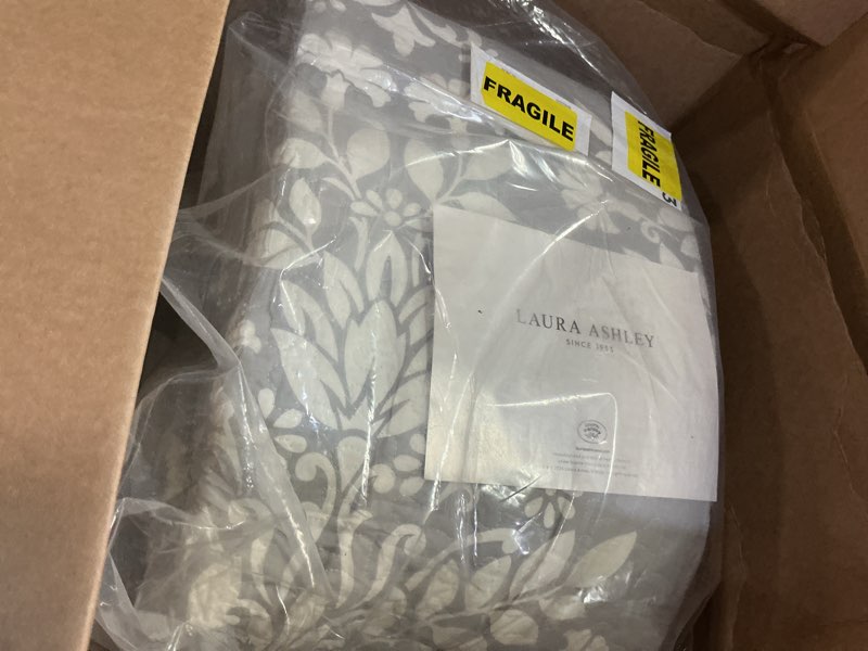 Condition photo showing Good Condition for laura ashley - king quilt set, reversible cotton bedding with matching shams, home decor for all seasons (rowland grey, king) gray king