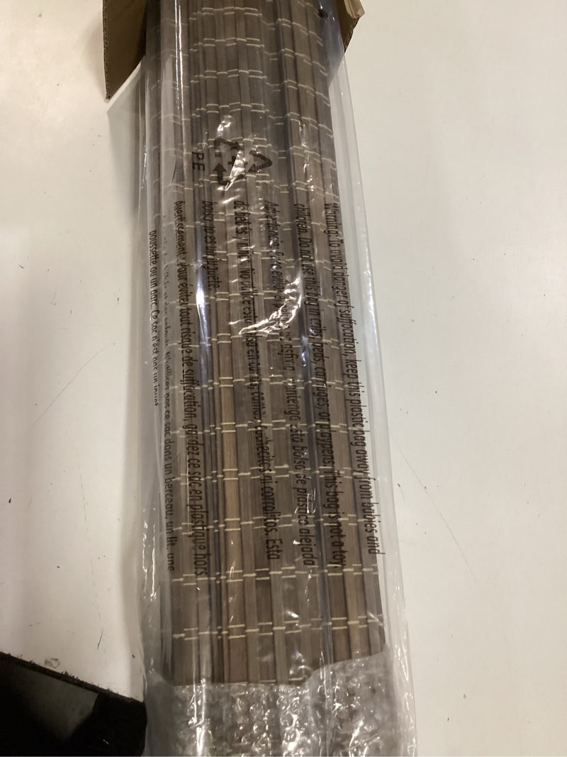 Condition photo showing New/Like New for lazblinds cordless bamboo roman shades, privacy blinds for interior windows, room darkening roll up bamboo blinds for home & patio, 22.5" w x 48" h, bdp-driftwood privacy - driftwood 22.5" w x 48" h