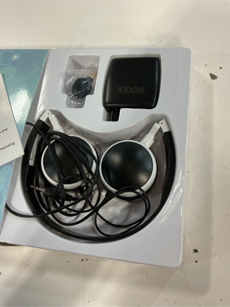 Condition photo showing As Is for hearing amplifier for seniors, personal sound amplifier, smart auto-gain, directional microphone, rechargeable battery, headphones & earbuds included black