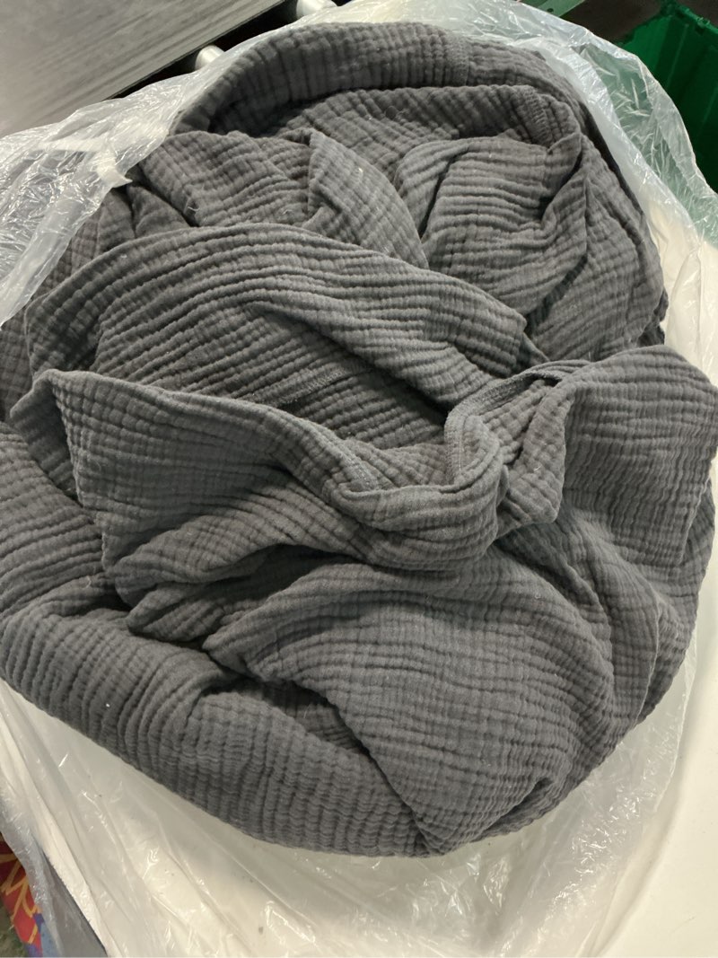 Condition photo showing As Is for organic cotton gauze duvet cover set, king/cal king, charcoal
