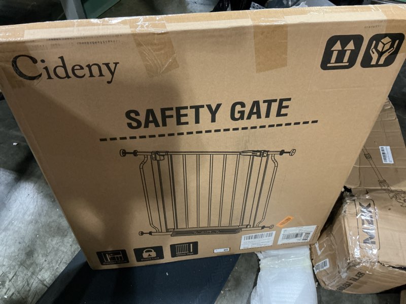 Condition photo showing New/Like New for baby gate no drilling, 29"-40" auto close dog gate indoor for doorways & stairs, pressure mounted adjustable pet gate, easy walk through child gate for children & pets stroller friendly, white