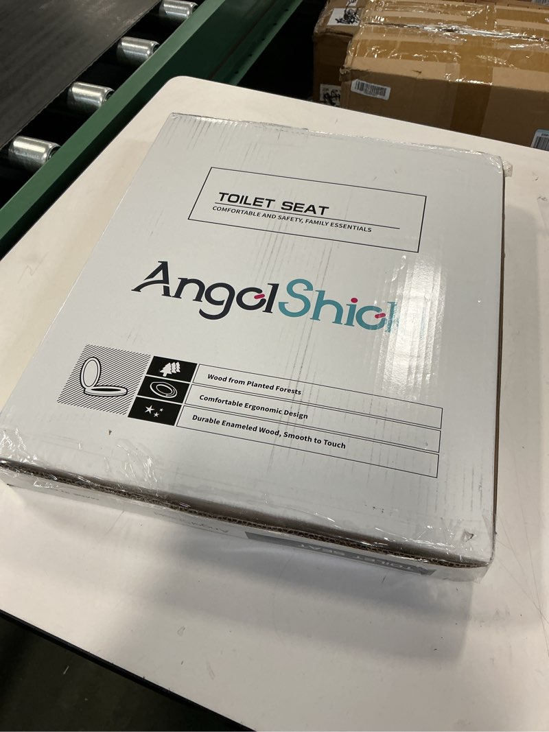 Condition photo showing New/Like New for Round Toilet Seat Natural Wood Toilet Seat with Zinc Alloy Hinges, Easy to Install also Easy to Clean, Anti-pinch Marble Toilet Seat by Angol Shiold (Round, Beige Pink) Round-16.5“ Beige Pink