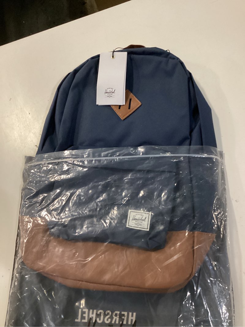 Condition photo showing New/Like New for heritage canvas backpack - navy