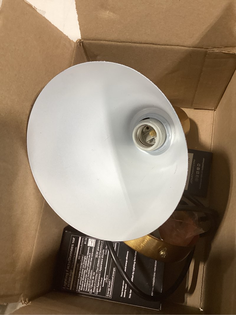 Condition photo showing Good Condition for JONATHAN Y JYL6131A Apollo 6" Metal LED Pendant Contemporary Dimmable Adjustable Dining Room Living Room Kitchen Foyer Bedroom Hallway, Black/Brass Gold 6" - 1 Light Black/Brass Gold