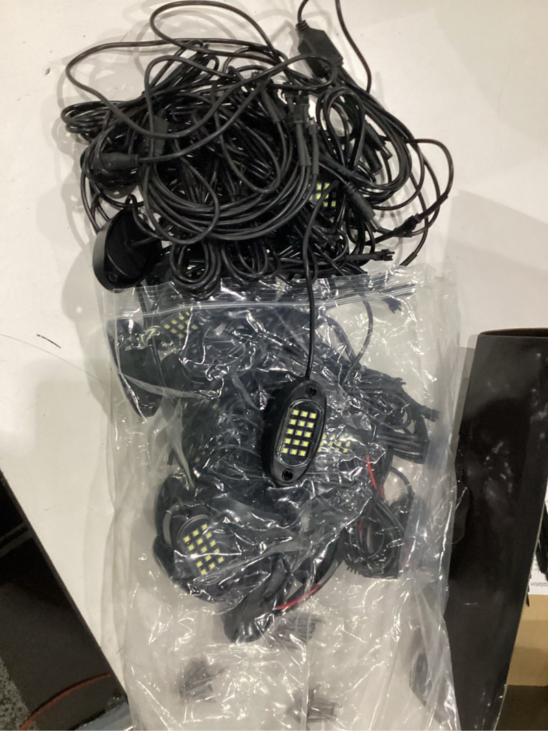 Condition photo showing New/Like New for 20 pods pure white led rock lights with extension wires, ip67 waterproof 6500k super bright white underglow kit for semi truck sedans trailer offroad pickup rv vans bus under car lighting pure white 20 pods