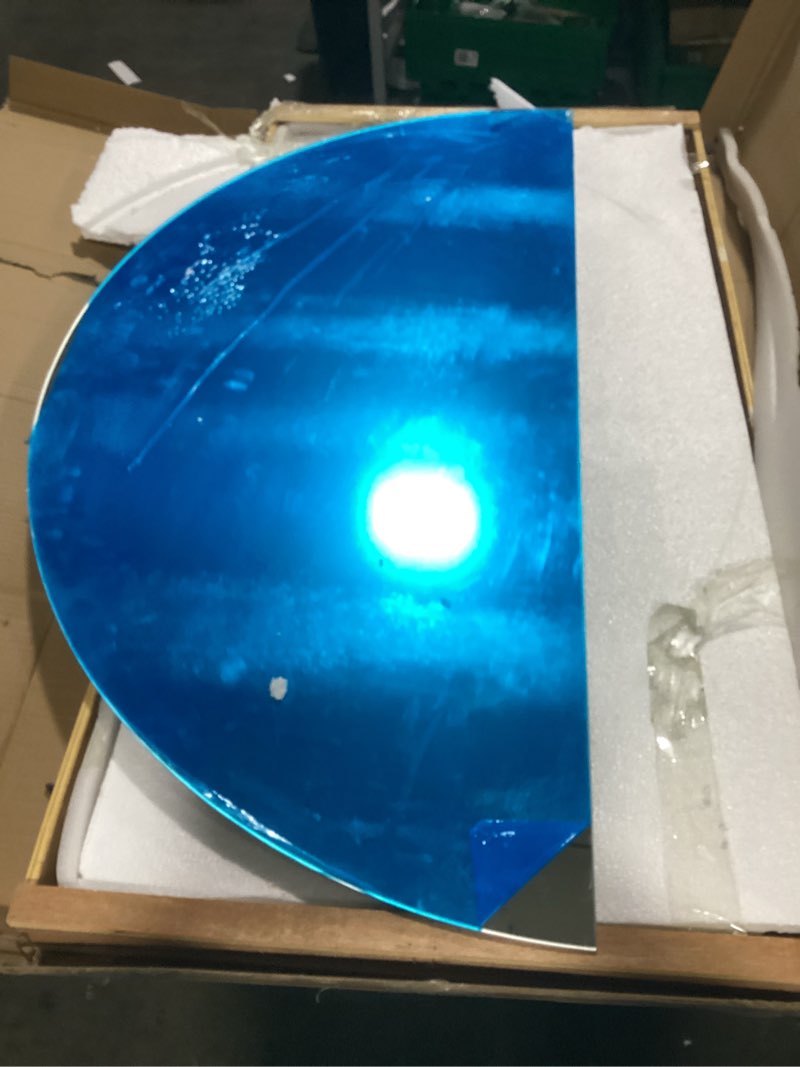 Condition photo showing As Is for Dimmable 3 Colors Makeup Bathroom Mirrors for Wall, Half Moon Decorative Mirror with Touch Switch, Anti-Fog, Lighted Mirror for Living Room, Bedroom 20*40IN ( Color : Left cut , Size : 40*80CM/ 40"L x 32"W Left Cut