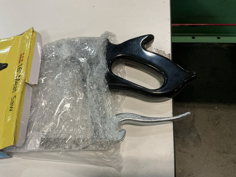 Condition photo showing Good Condition for 16 inch butcher saw meat and bone, professional meat processing saw with stainless steel blade, quick release black tightening cam comfort handle, for household, processed livestock and game