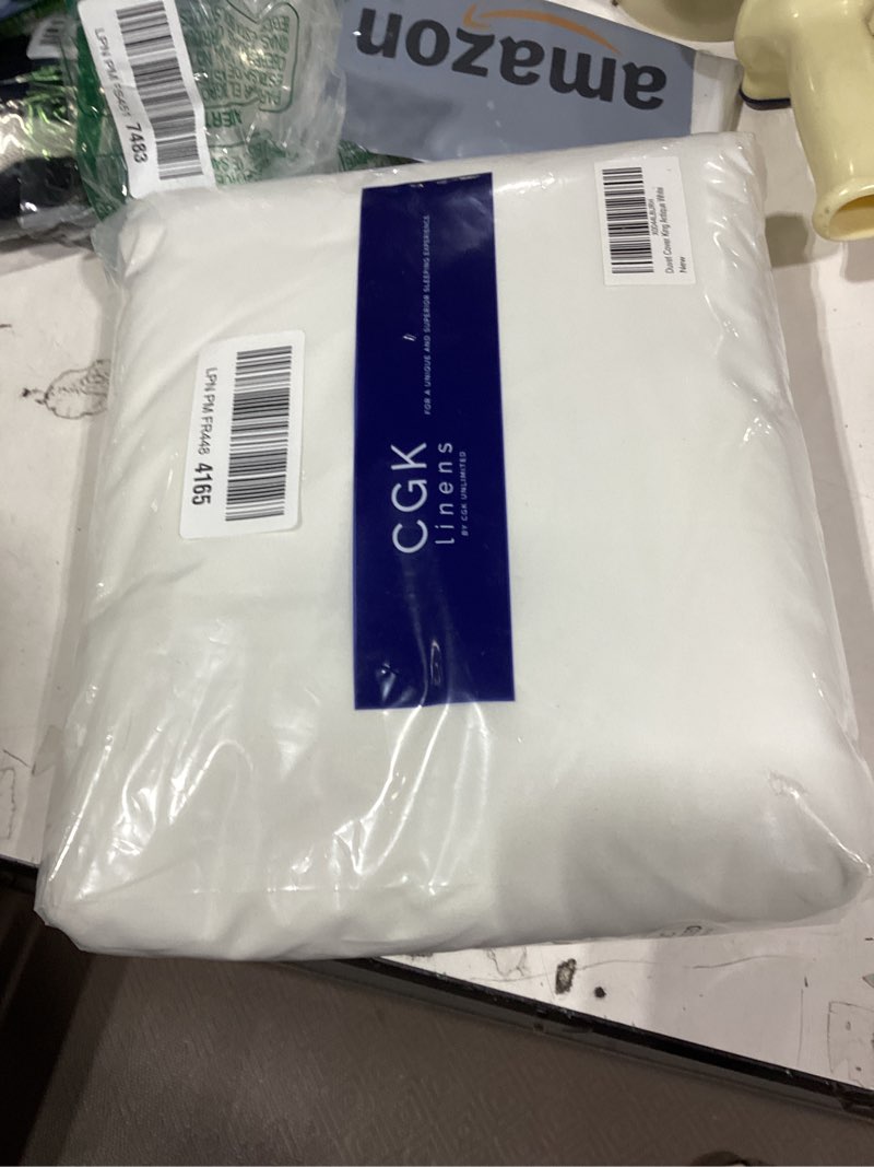 Condition photo showing New/Like New for duvet cover king size - extra soft king size duvet cover - lightweight, breathable, easy care & fade free w/ zipper closures & ties - 104" x 90" inches - (antique white) comforter not included 02 - antique white (no comforter) king (104x90)