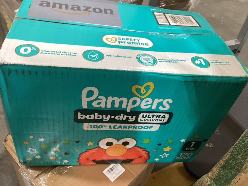 Condition photo showing New/Like New for pampers diapers - baby dry - size 1, 120 count, absorbent disposable infant diaper (packaging may vary) size 1 120