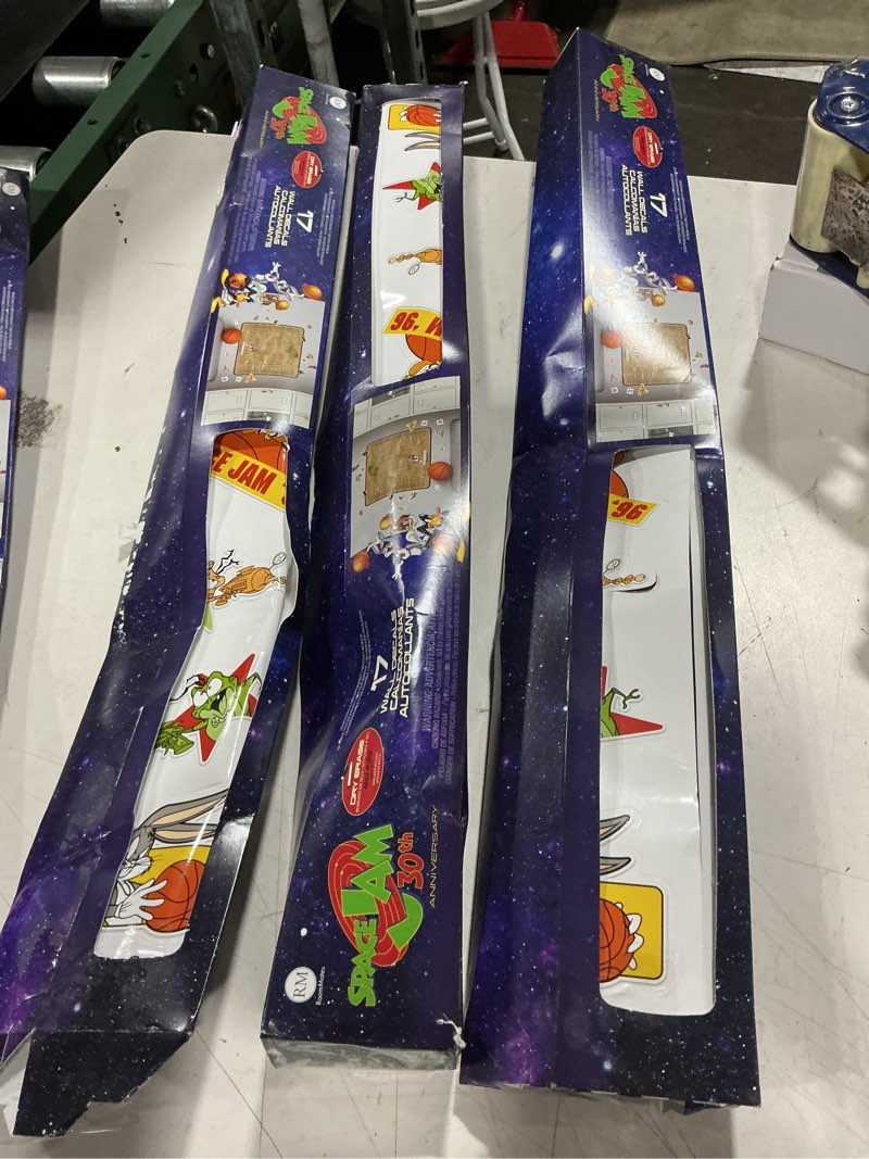 Condition photo showing As Is for space jam 30th anniversary dry erase tournament peel and stick wall decals (3 pieces )