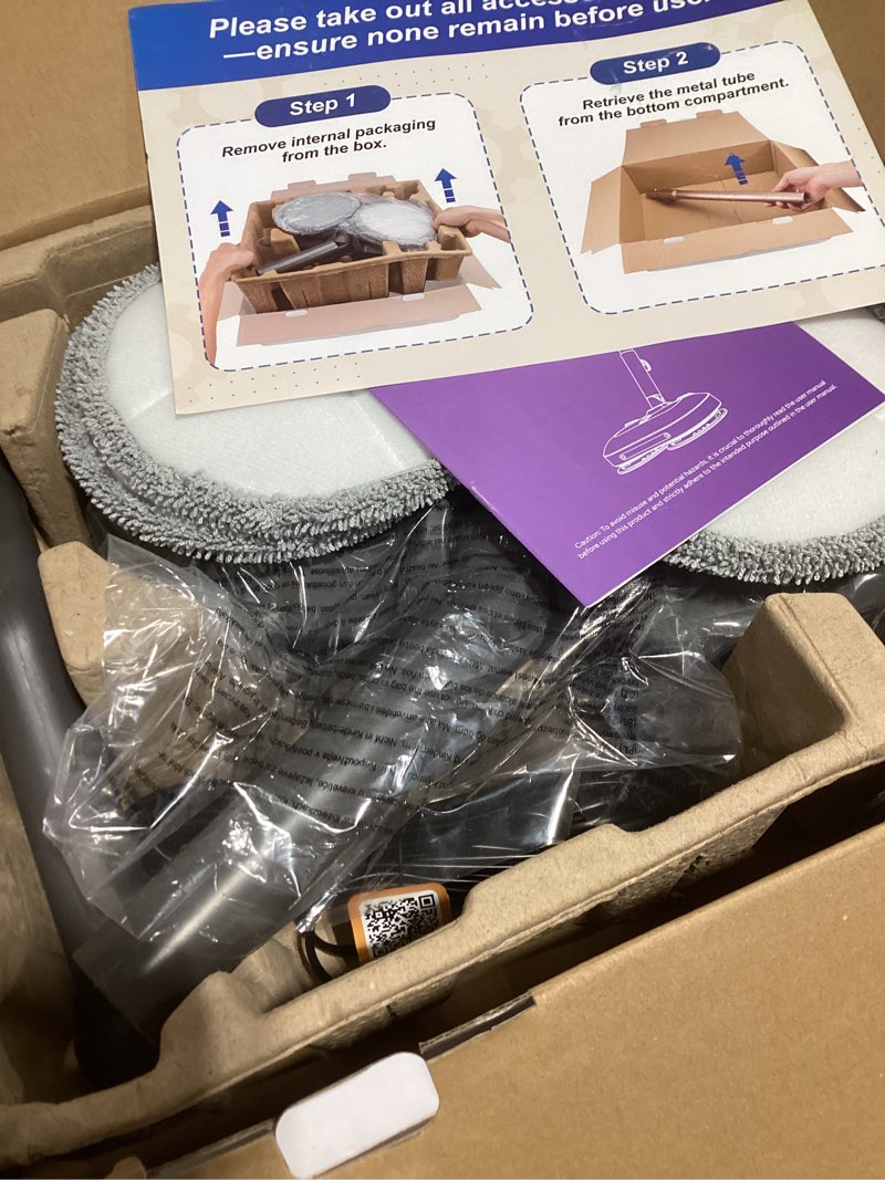 Condition photo showing Good Condition for Scrubbing Steam Mop with Rotating Pads, All-in-One Spin Steam Cleaner for Floor Cleaning, Large Tank, 23FT Cord, LED Headlights, Reusable Pads & Self-Standing, Safe for Hard Floor/Laminate/Marble Pink