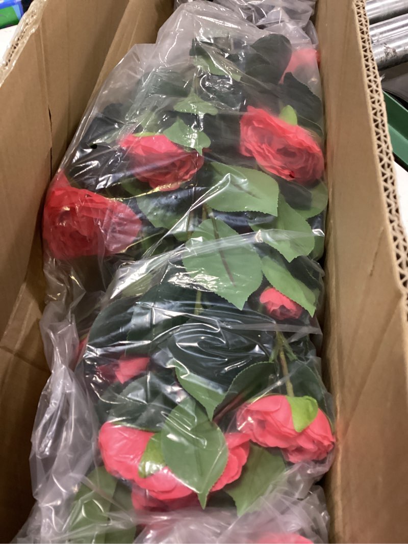 Condition photo showing New/Like New for artificial camellia tree 2 pack - realistic camellia plants in pot with pink flowers, lifelike faux greenery for living room, patio, or wedding,pink 2 pack pink