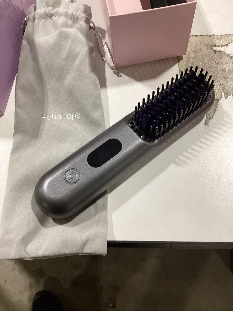 Condition photo showing Good Condition for Cordless Hair Straightener Brush-Portable Straightening Comb, 9600mAh Batt, Plasma Tech, 9 Temp-Settings & LED Display, for Travel & Home (Grey) Grey-2