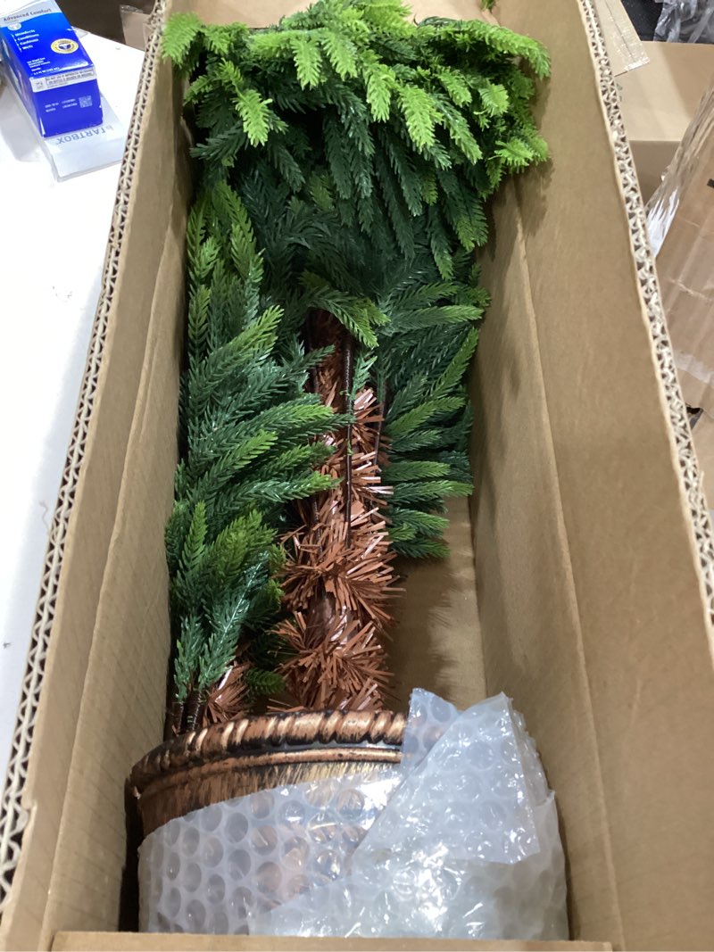 Condition photo showing Good Condition for 4.2 FT Real Touch Norfolk Pine Christmas Tree - Christmas Decorations - Artificial Shrubs Fake Potted Plants Faux Bushes for Christmas Decorations Outdoor Indoor Home Front Porch Decor