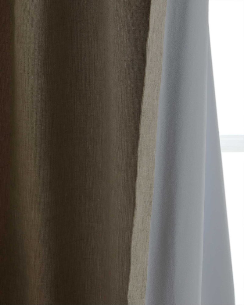 quince, european linen blackout curtain 48”x108”, (one-panel)color flax