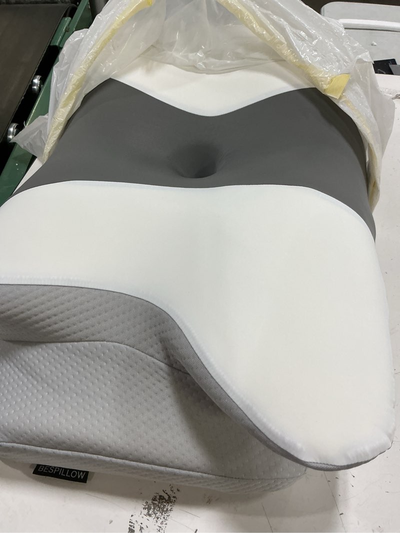Condition photo showing Good Condition for cervical neck pillow for pain relief - ergonomic pillow side sleeper pillow for sleeping, orthopedic bed pillow neck support pillow, contour memory foam pillows for side back stomach sleepers dark grey & white