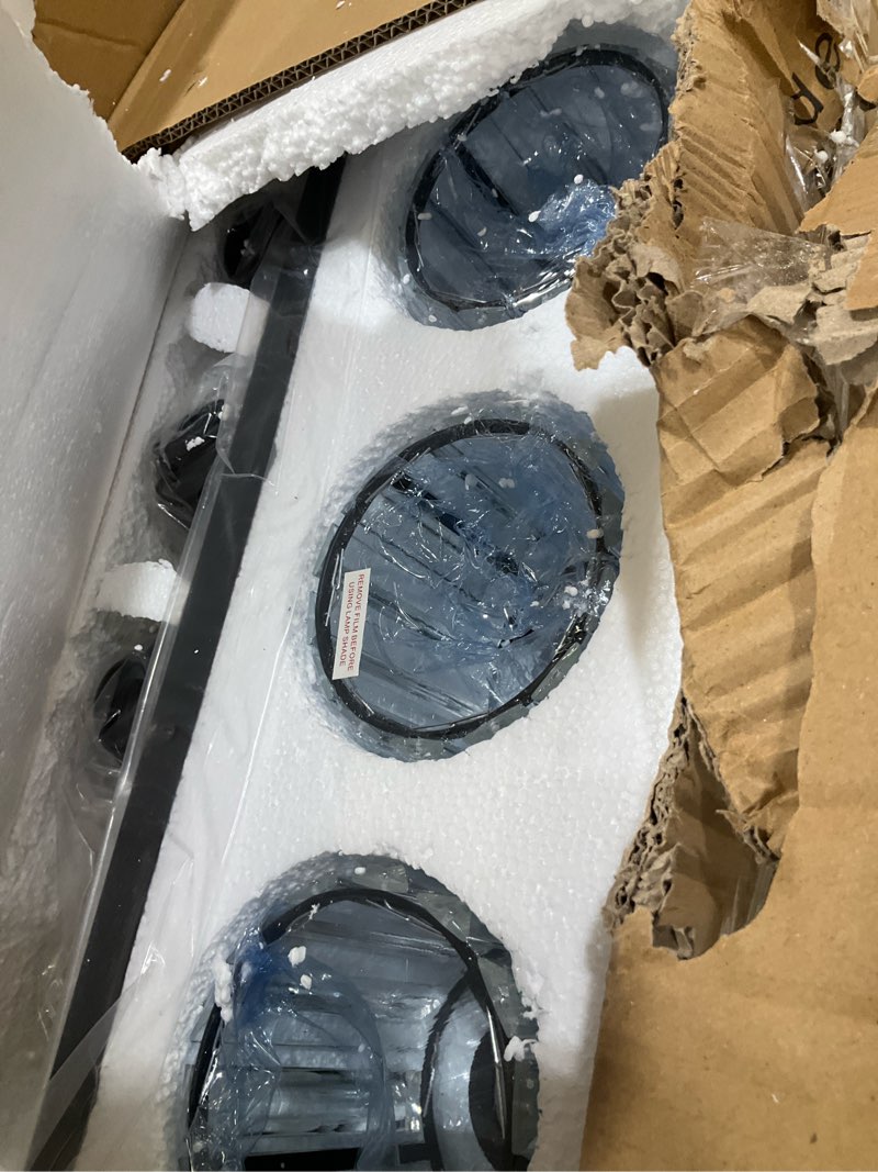 Condition photo showing As Is for black crystal bathroom vanity lights, modern 3-lights bathroom lighting fixtures over mirror, crystal wall lighting with round shade black-round shade 3-light
