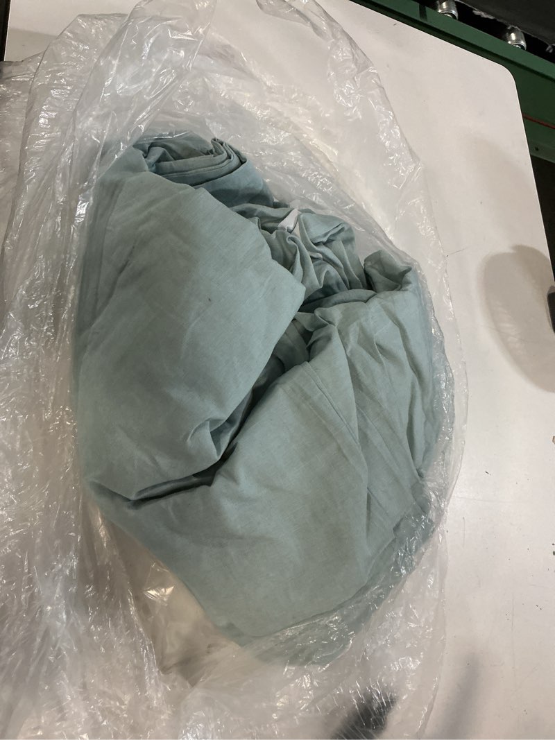 Condition photo showing As Is for quince european linen true blackout curtain - single panel, 96x120, light blue