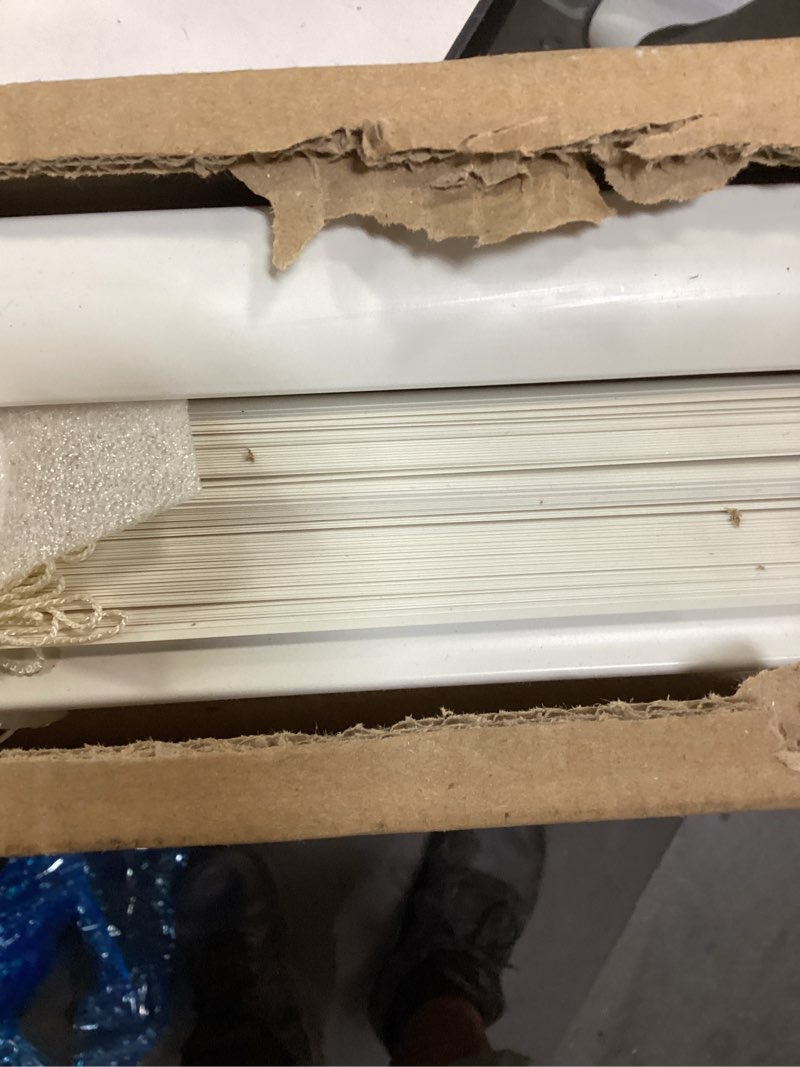 Condition photo showing Good Condition for CHICOLOGY Cordless Mini Blinds, 1-Inch Slats, Vinyl Window Shades, Room Darkening & Privacy, Easy Install - Ideal for Windows, Doors, Campers - Alabaster (Commercial Grade), 60" W x 60" H 60"W x 60"H Alabaster (Commercial Grade)