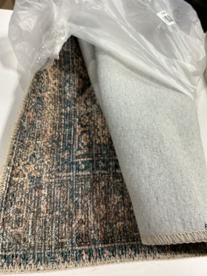 Condition photo showing Good Condition for Loloi Amber Lewis Billie Collection, Ink & Salmon 2'-3\" Area Rug – Antique & Distressed Accent Rugs for Living Room, Bedroom, Entryway & Hallway, No Shed High Traffic Area Home Decor Rug Ink / Salmon 2'3\" x(Rectangular)