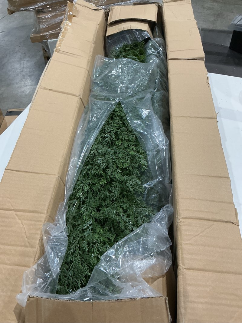 Condition photo showing Good Condition for 4 feet outdoor artificial topiary cedar tree, set of 2 uv resistant potted faux cedar trees for outdoors and indoors, decorative fake shrubs topiary trees for home living room front door decor 4 feet green