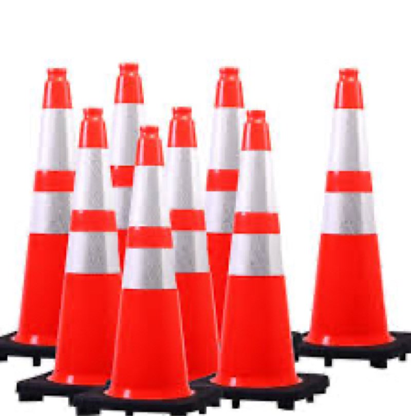 (8 Cones) BESEA 28” inch Orange PVC Traffic Cones, Black Base Construction Safety Cones Road Parking