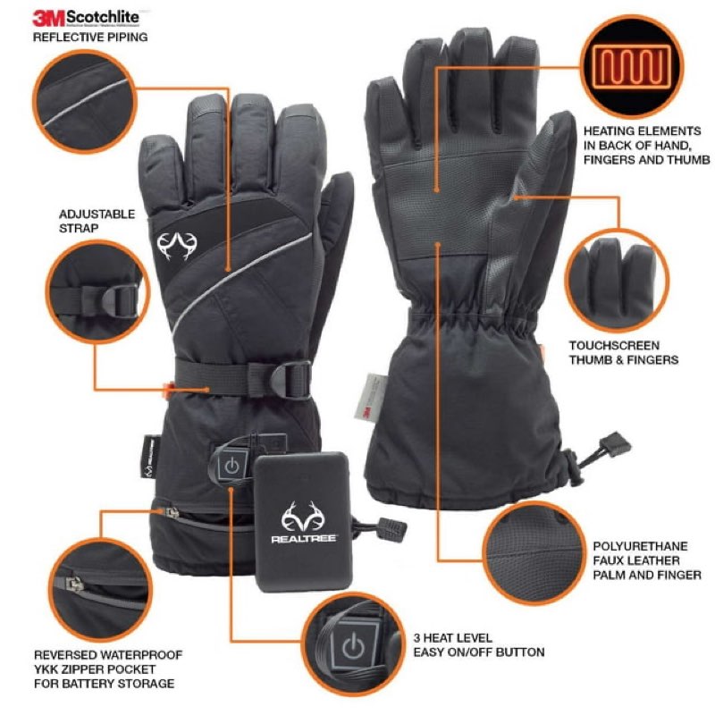 realtree adult heated gloves small/medium