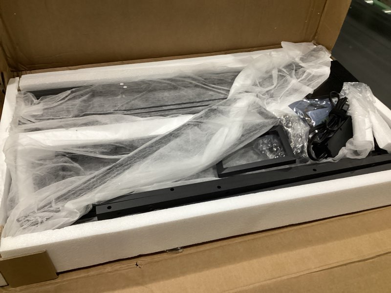 Condition photo showing Good Condition for Aheaplus L Shaped Gaming Desk with Power Outlets & LED Lights, Small L- Shaped Desk Computer Corner Desk with Monitor Stand & Storage Shelf, Home Office Desk Writing Desk with Storage Bag, Black Black 49Inch