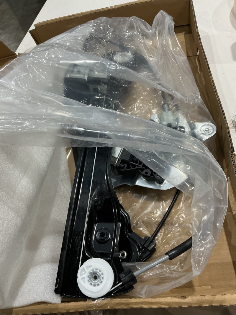 Condition photo showing As Is for 751-739 front left driver side power window regulator and motor(2 pins) assembly compatible with 2012-2015 chevy cruze,2016 cruze limited replace# 95382556, 95265280, 95919259