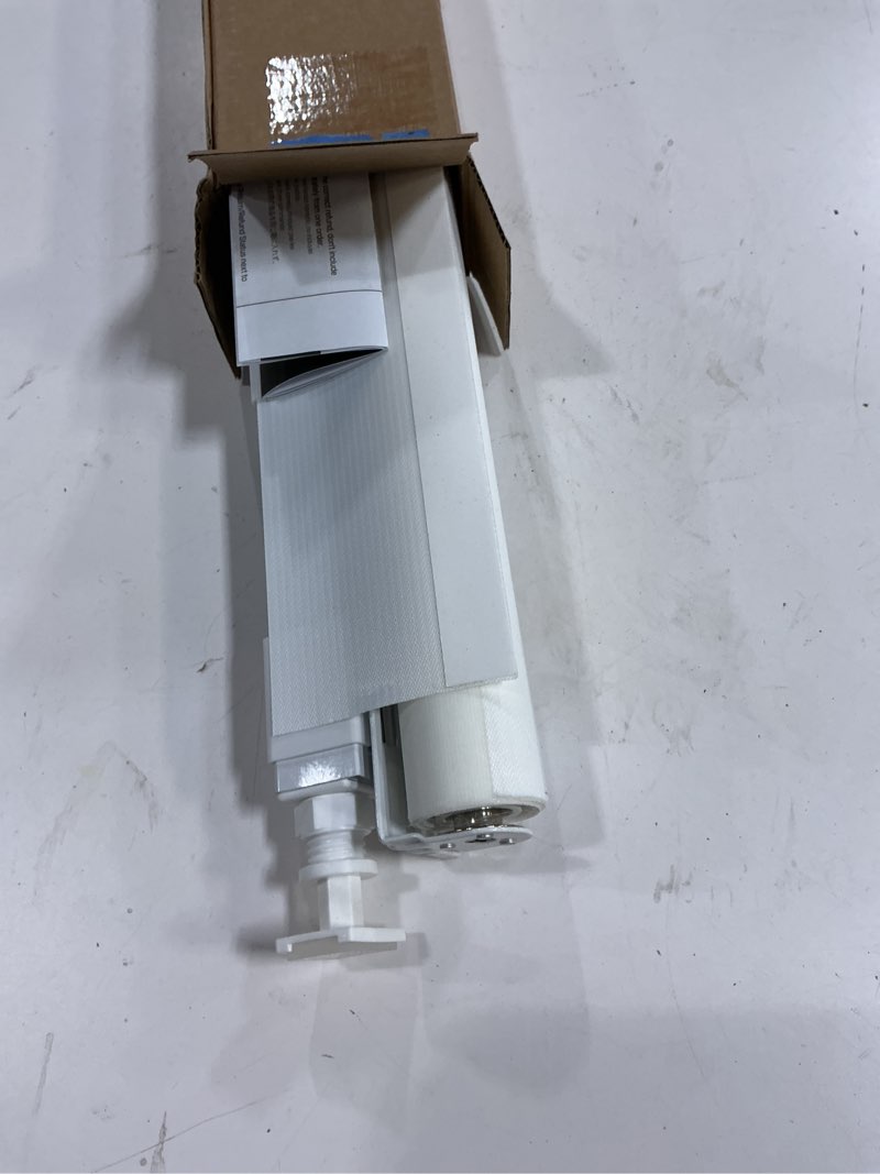 Condition photo showing Good Condition for LazBlinds No-Drill Cordless Zebra Blinds - Dual Layer Light Filtering & Room Darkening, Free-Stop Lift, Easy Install, Day & Night Privacy with Valance for Window 27" W x 64" H, White 27"W x 64"H White