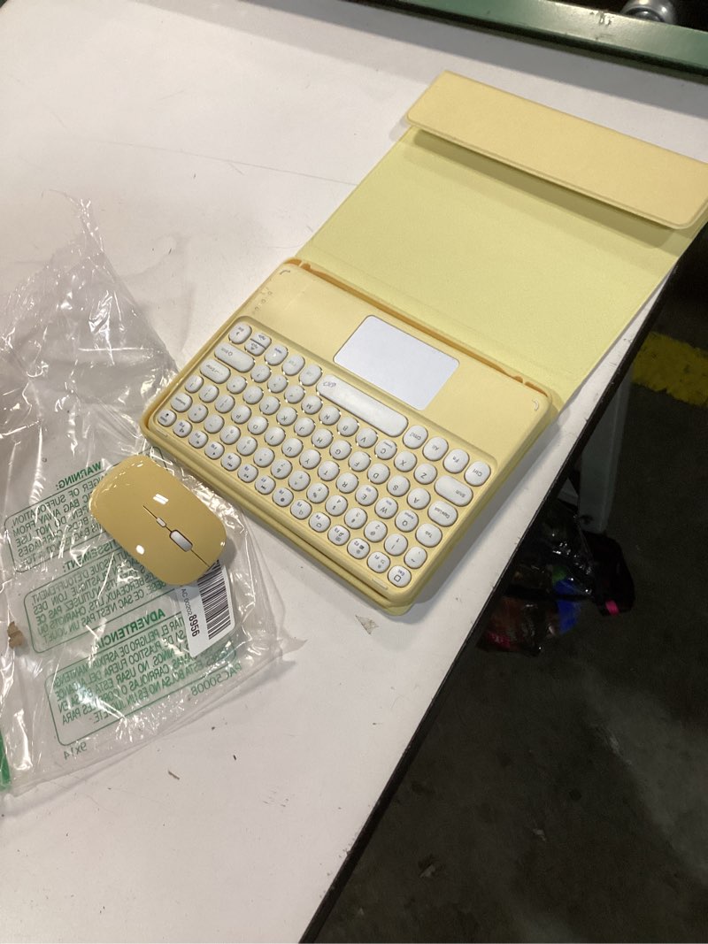 Condition photo showing Good Condition for iPad 6 iPad 5 Air 2 Pro 9.7 inch Touchpad Keyboard Case Retro Round Key with Mouse Cute Color Keyboard with Trackpad 6th 5th Generation Detachable Keyboard Cover (iPad5/iPad6/Air2/Pro9.7, Yellow) iPad5/iPad6/Air2/Pro9.7 Yellow