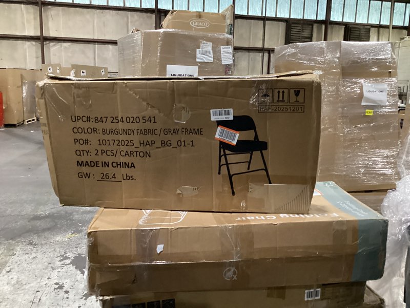 Condition photo showing As Is for gray steel folding chairs 