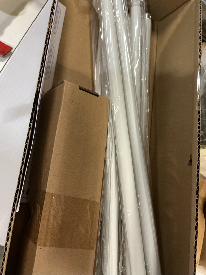 Condition photo showing New/Like New for 2 Pack Wrap Around Curtain Rods,White Curtain Rods 48 to 84 Inch,5/8 Inch Adjustable Blackout Curtain Rod Set with Bracket,Room Darkening Window Rod,Metal Hidden Curved Drapery Rods 48-84",White 48-90" ( 2pack ) White
