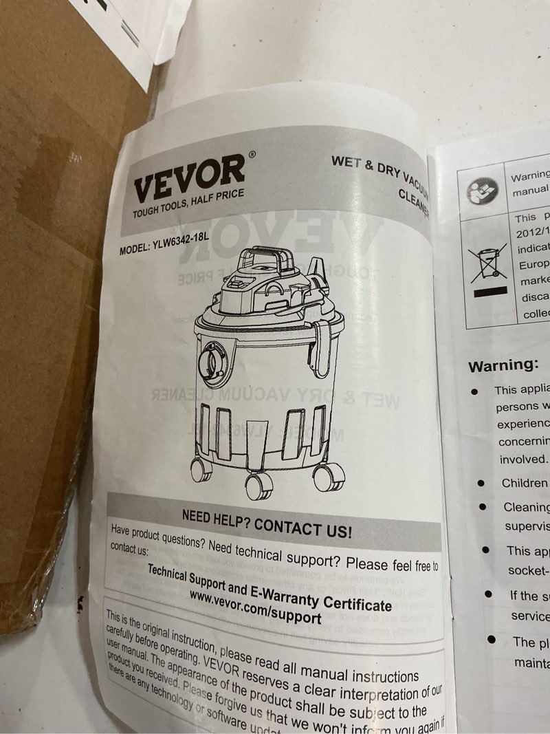 Condition photo showing As Is for (similar)shop vacuum wet and dry, 5 gallon 6 peak hp wet/dry vac, powerful suction with blower function with attachments 2-in-1 crevice nozzle, small shop vac perfect for carpet debris, pet hair, car