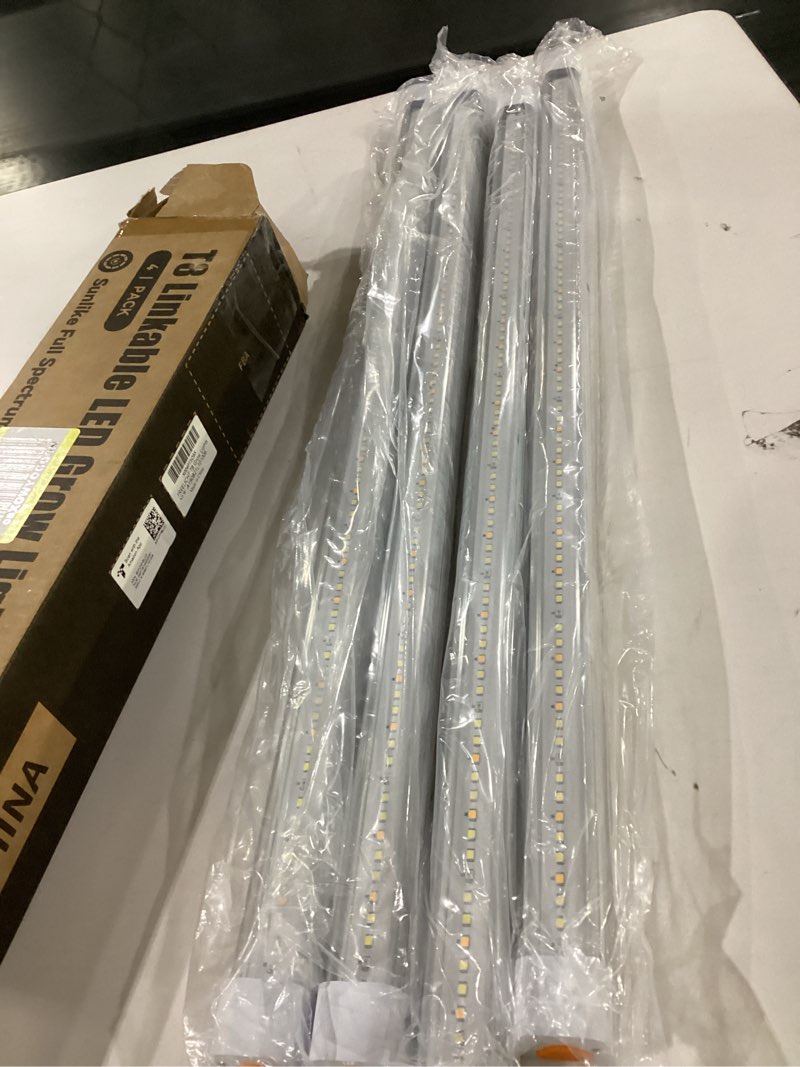 Condition photo showing New/Like New for FREELICHT T8 Grow Lights for Indoor Plants, 2FT Full Spectrum, 120W(4 x 30W), 4 Installation Methods, 5000K Linkable LED Grow Light Strips for Plant Shelf Greenhouse Succulent Seeding, 4 Pack