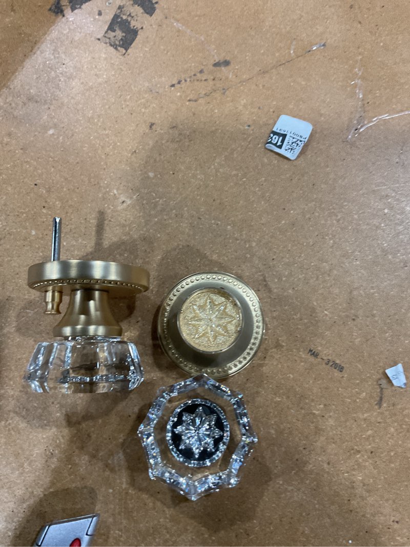Condition photo showing As Is for antique brass door knobs crystal door knob interior privacy door knob for bedroom and bathroom glass door knob,zinc alloy 2 pack 2 antique brass-privacy