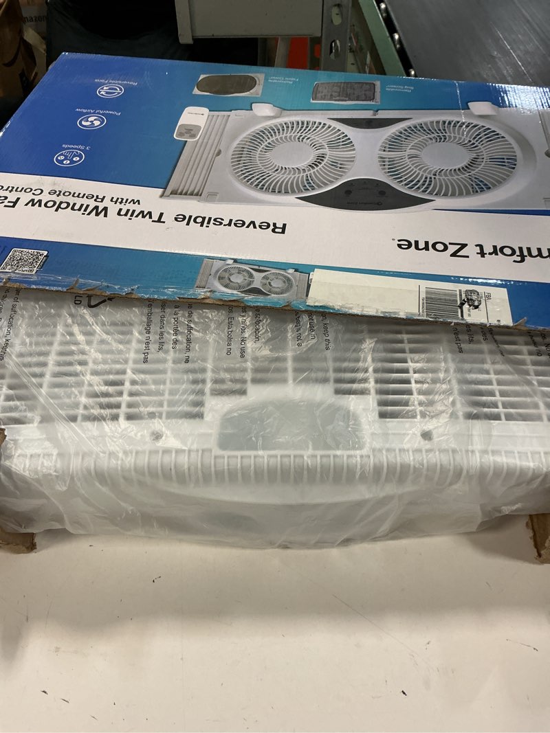 Condition photo showing Good Condition for comfort zone 9   reversible twin window fan with remote control  white