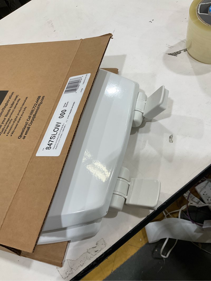 Condition photo showing Good Condition for Mayfair Cassel Slow Close Toilet Seat, Easy Clean, Non Slip Premium Wood Seat, Easy Install, Made in USA, Round, White