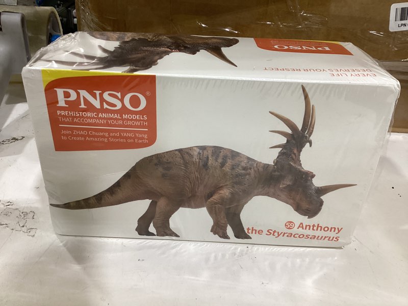 Condition photo showing New/Like New for pnso prehistoric dinosaur models: 59 anthony the styracosaurus | 7.1" styracosaurus set - eight-spiked frill - 64-page manual + a3 sci-art poster - 8 videos - 15+ 59anthony the styracosaurus