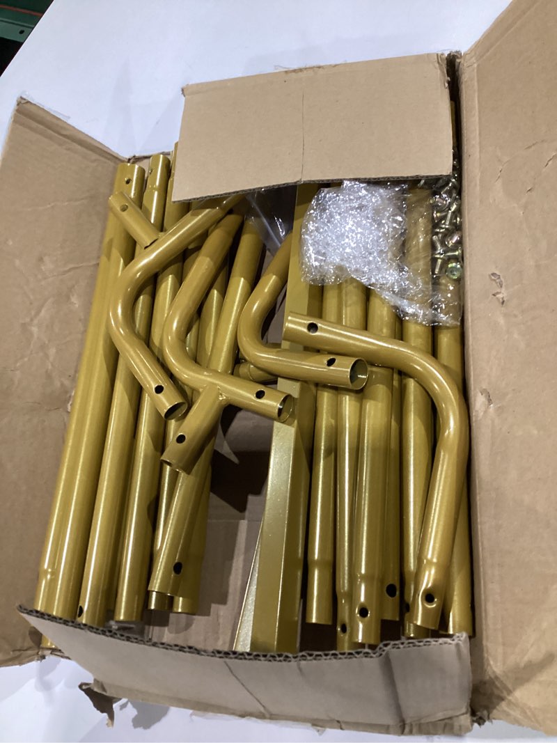 Condition photo showing As Is for Wedding Arch Backdrop Stand 6.6x6.6 FT Square Arches for Ceremony Gold Metal Arch Stand for Bridal Shower Birthday Party Garden Floral Arbor Anniversary Event Decor Gold 6.6 FT