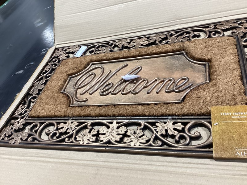 Condition photo showing Good Condition for A1HC Natural Coir and Rubber Doormat 18" x 30", Heavy Duty, Thick Durable Front Door Mat, Thin Profile, Easy to Clean, Long Lasting Entryway Doormats Floral Welcome Bronze