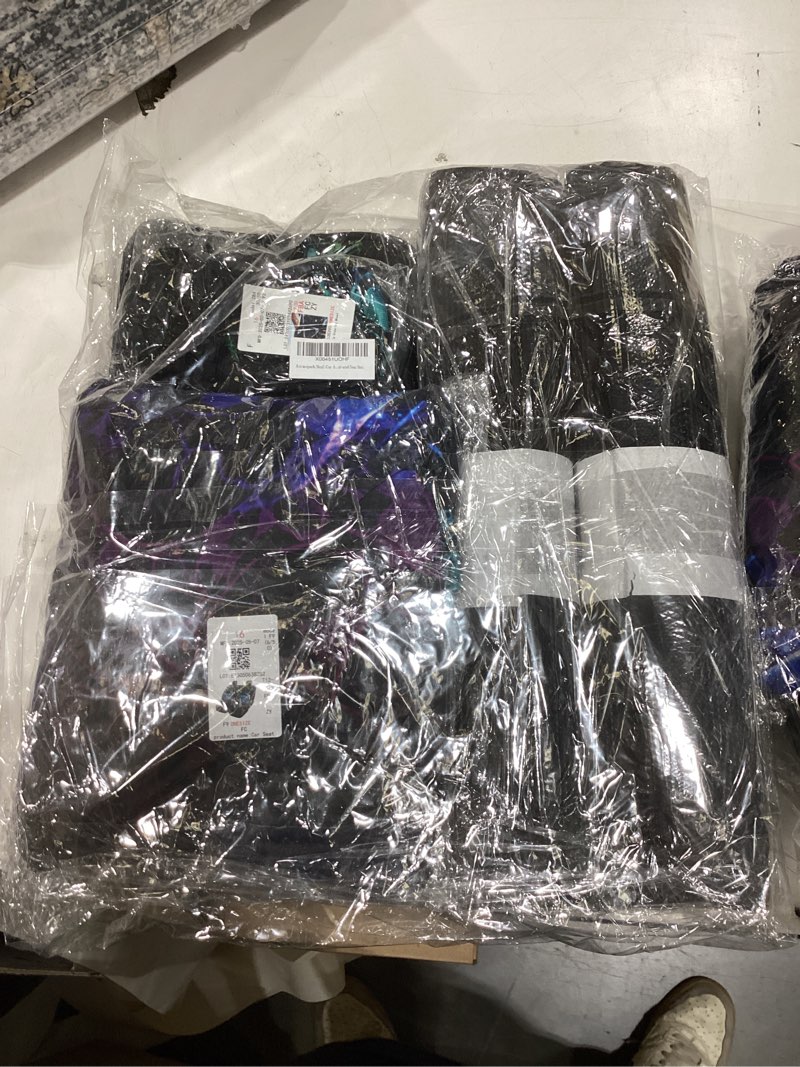 Condition photo showing New/Like New for skull accessories car seat cover full set, 4 piece and car steering wheel cover, for seat belt cover