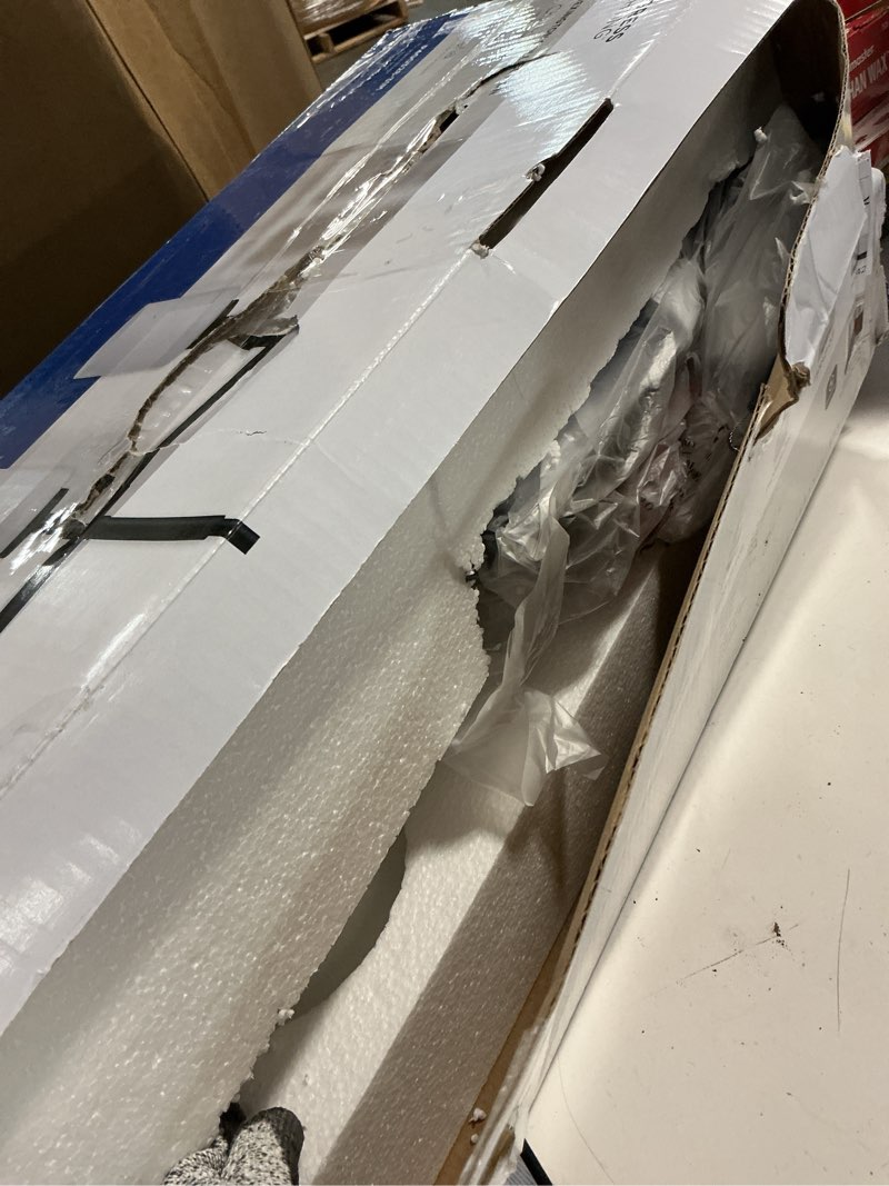 Condition photo showing As Is for Progress Lighting Rexington 4 -Light Matte Black Modern/contemporary Etched glass Linear Large