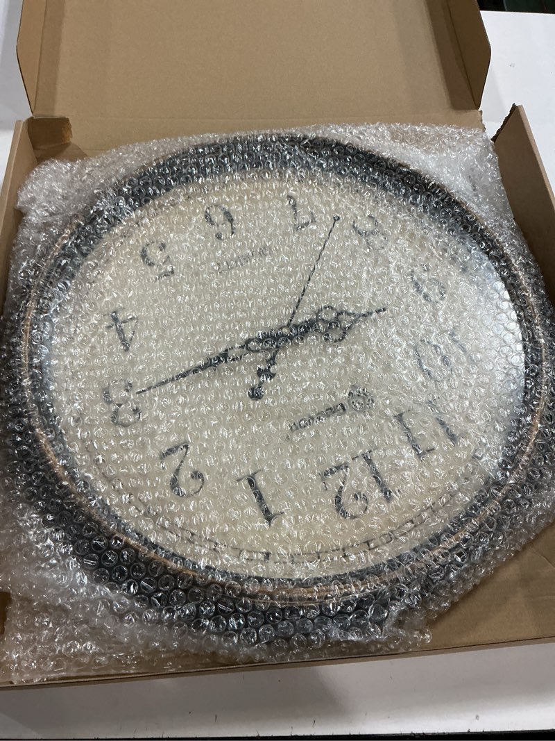 Condition photo showing New/Like New for Geevon Vintage Wall Clock 10" Silent Non-Ticking Retro Round Quartz Battery Operated Decorative Clock for Kitchen, Living Room, Bedroom, Office, Classroom Brown 1 10 IN