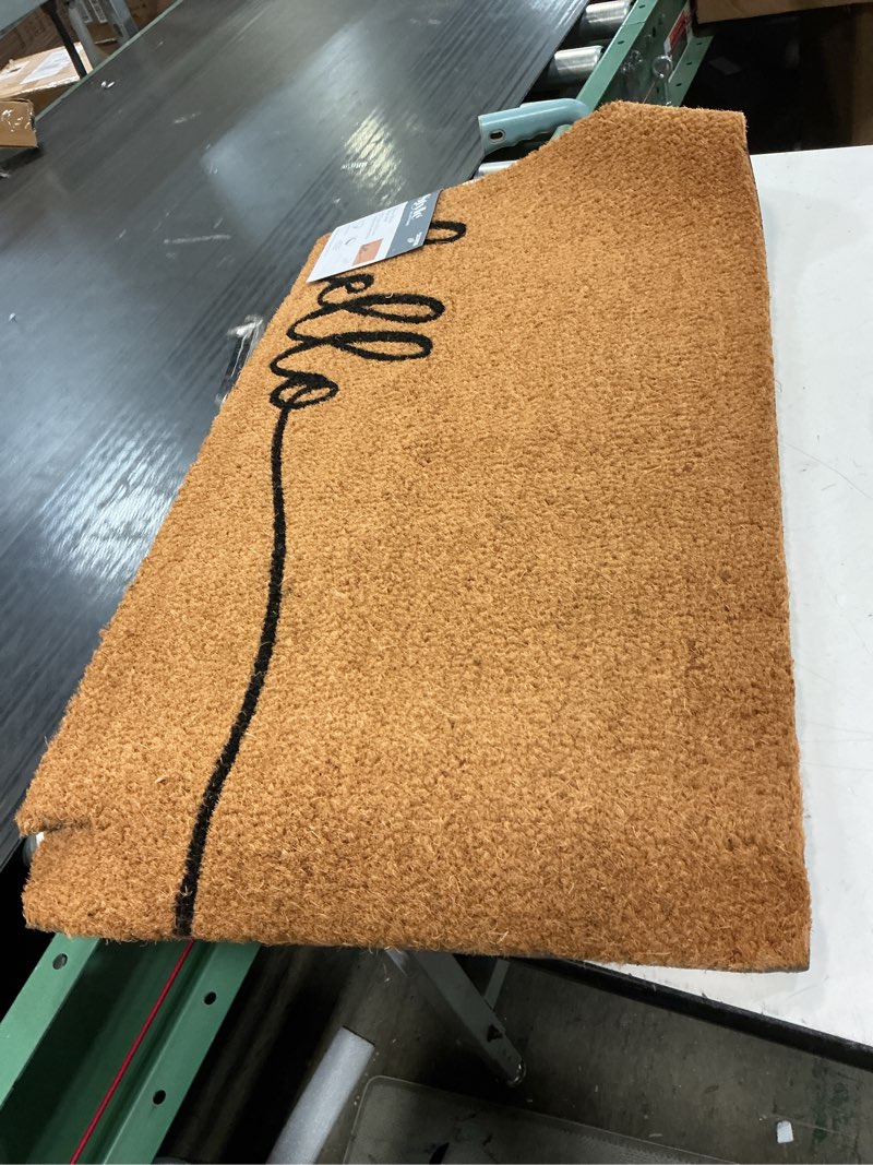 Condition photo showing As Is for style selections 1-1/2-ft x 2-1/2-ft natural coir/vinyl rectangular indoor or outdoor door mat