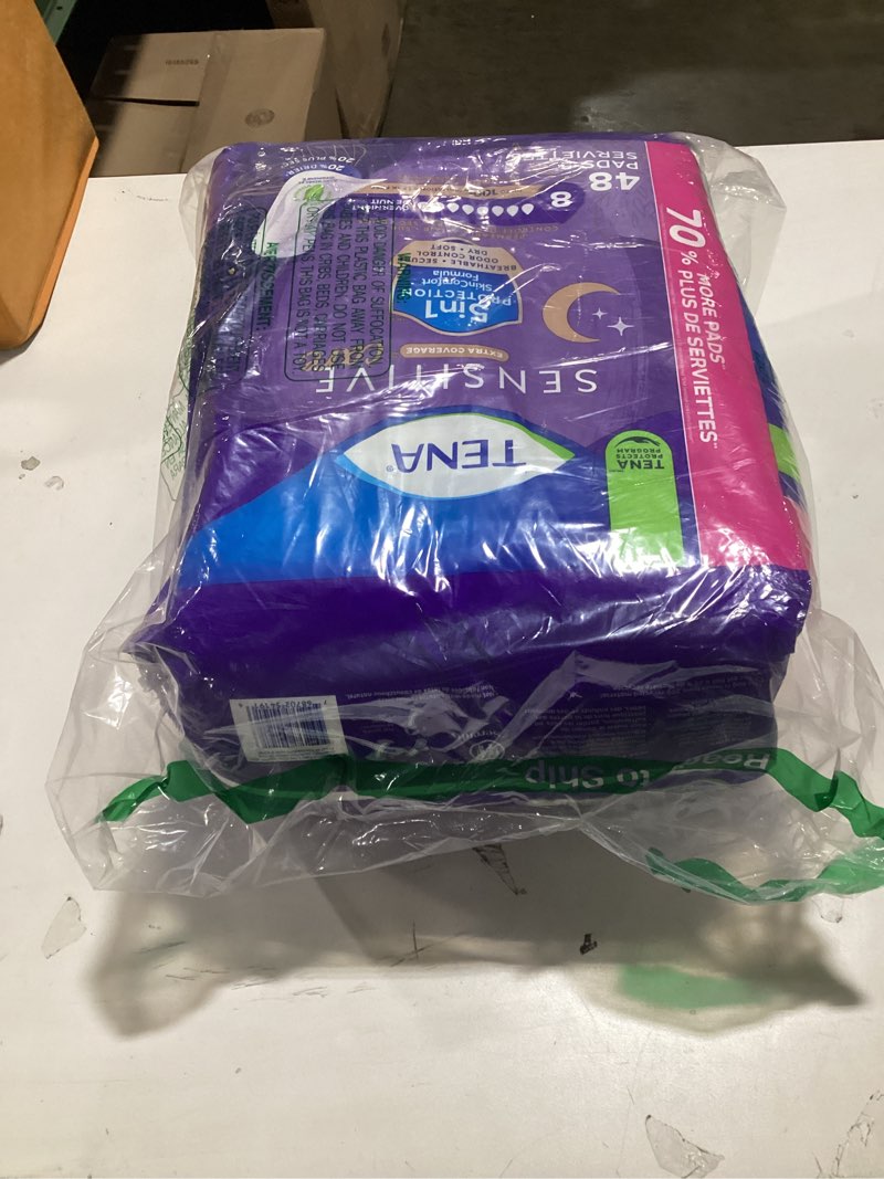 Condition photo showing New/Like New for Tena Sensitive Care Incontinence Pads, Bladder Control, Postpartum for Women, Overnight Absorbency, Extra Coverage, 48 Count