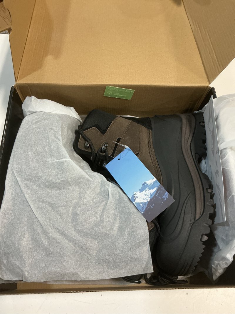 Condition photo showing New/Like New for men's snow boots winter boots for men 8 inch waterproof insulated winter work boots for men snow hiking boots black size 7