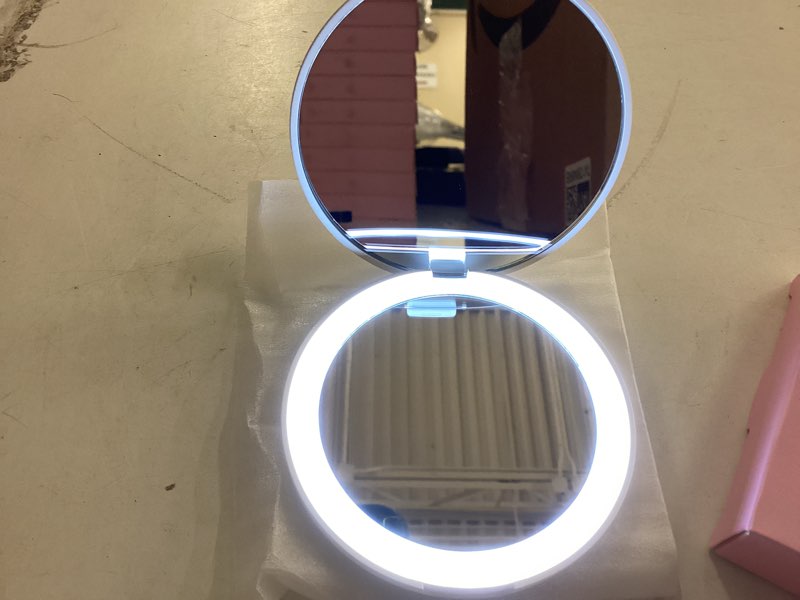 Condition photo showing New/Like New for inlima mirror handheld makeup mirror magnifying rechargeable pocket cosmetic compact foladable vanity mirrors with light (color : white)