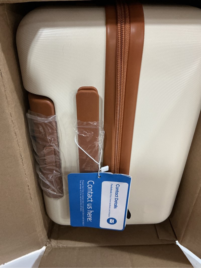 Condition photo showing Good Condition for Luggage Sets 3 Piece with Spinner Wheels, Lightweight PC Hardside Suitcase with TSA Lock & YKK Zippers, 20 Inch Carry On Luggage with Travel Bag for Men and Women, Beige Beige 3 Piece Set (20inch)