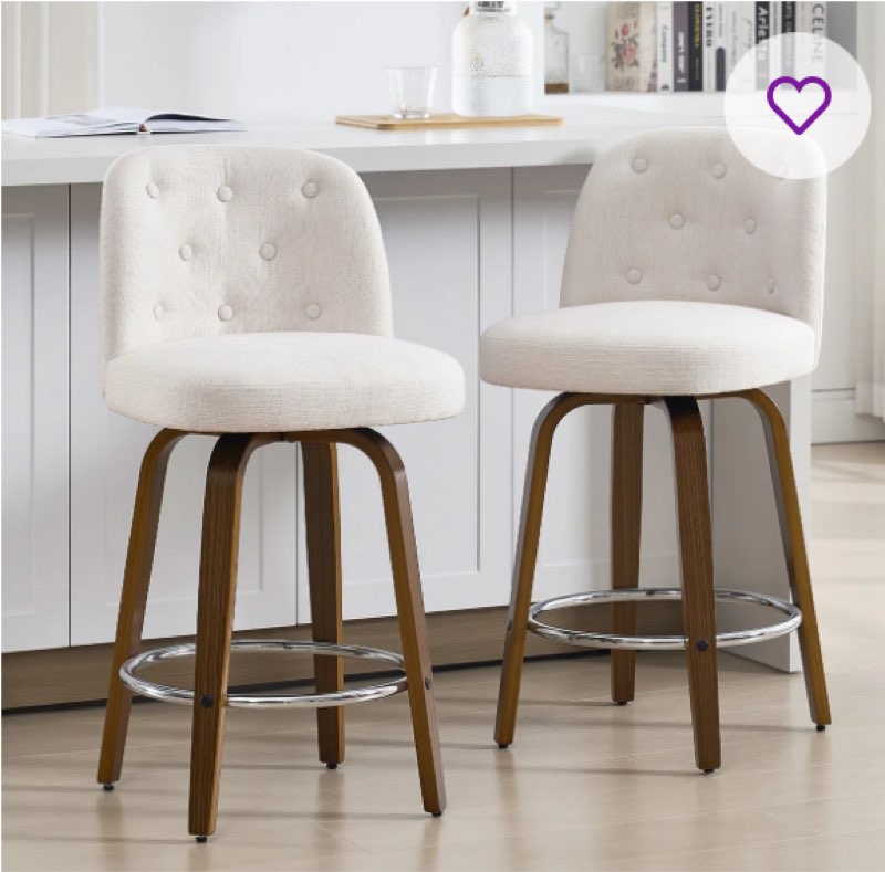 Swivel Upholstered Counter & Bar Stool set 2  pcs 